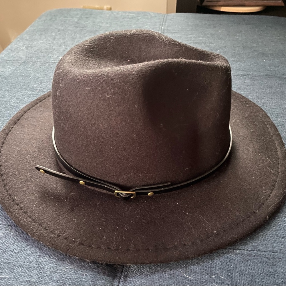 Adjustable Felt fedora boho hat with removable belt